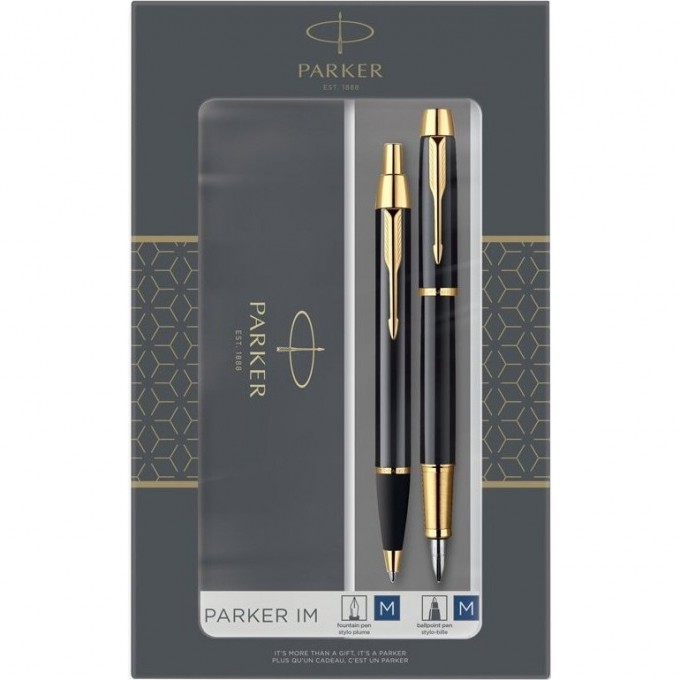Подарочный набор PARKER: IM CORE BLACK GT - ручки перьевая и шариковая 2093216